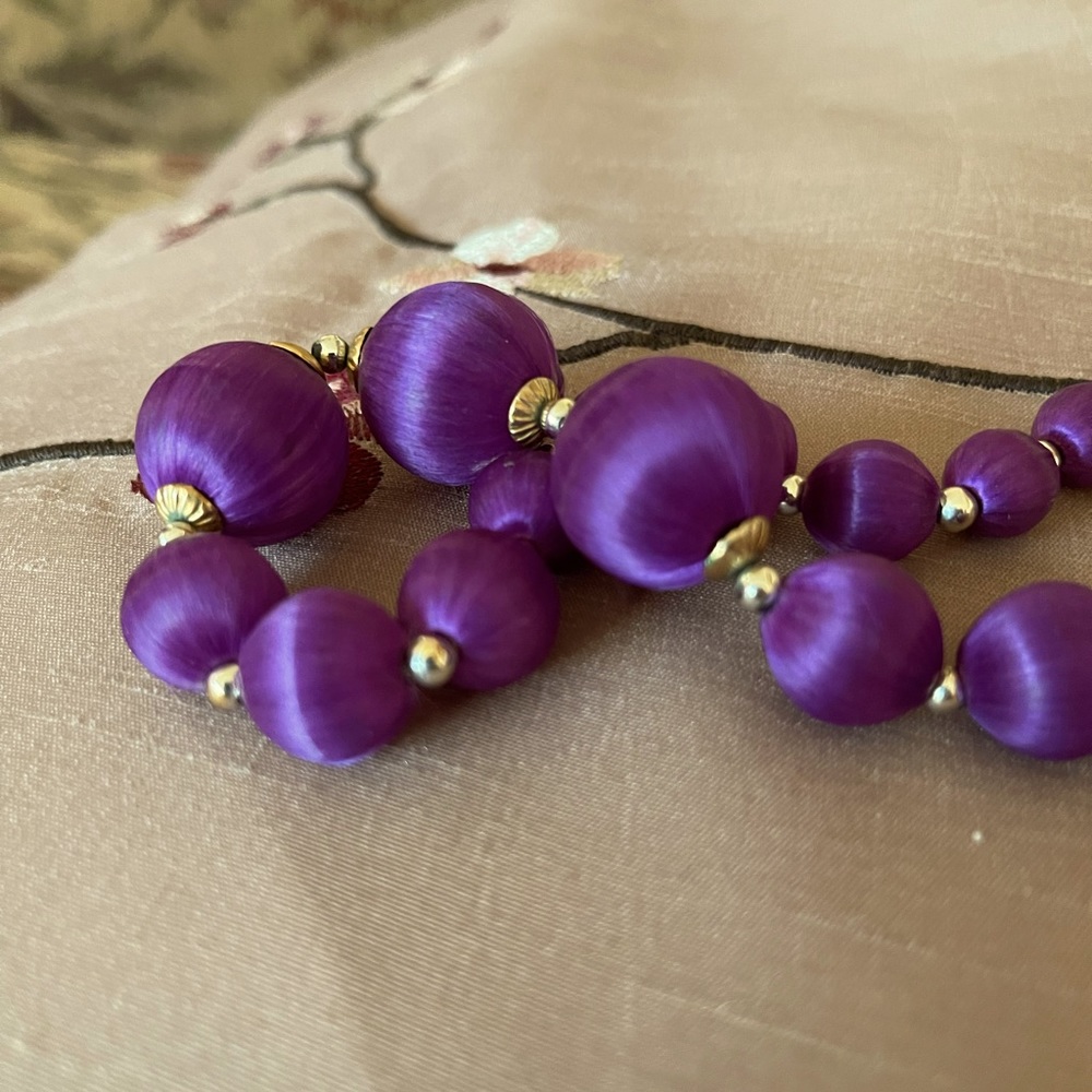 Purple Royal Silk Beaded Necklace